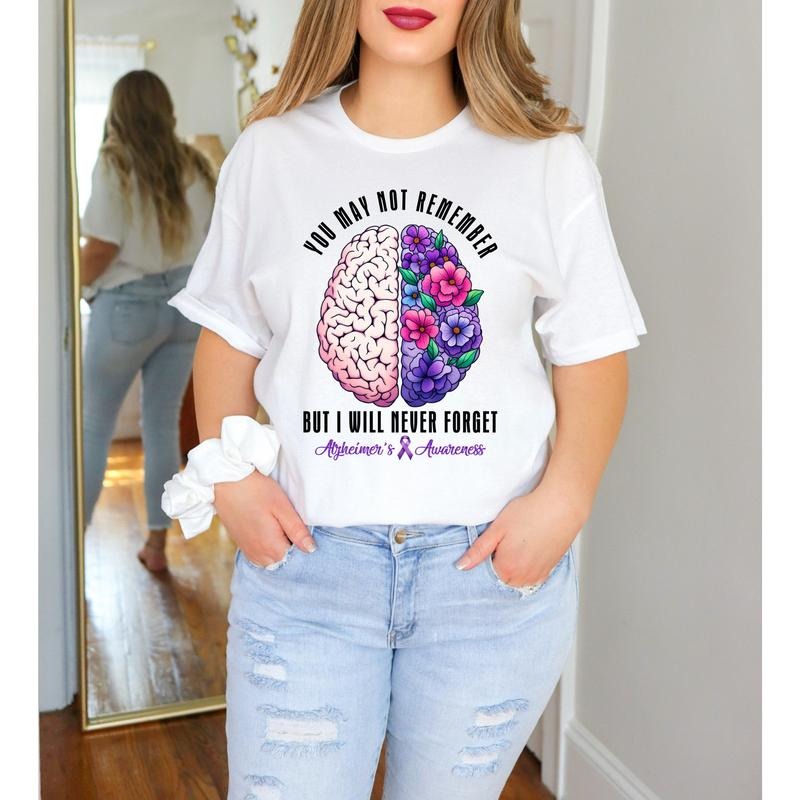 Alzheimer's Awareness Graphic T-Shirt White or Grey Unisex Fit with Inspirational Quote Hoodie, Sweatshirt | HypeDripTees.com