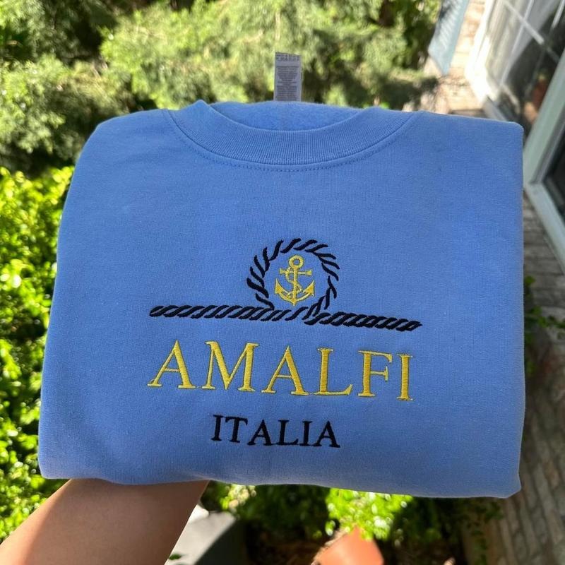 Amalfi Coast Italy embroidered sweatshirt, Italy Sweater,  Embroidery designs T-Shirts, Hoodie | HypeDripTees.com