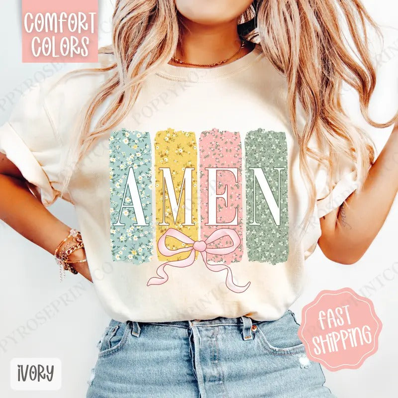 Amen 1 Shirt Comfort Colors, Easter Tshirt, Trendy Religious Women's Tee, Gift for Her Hoodie, Sweatshirt | HypeDripTees.com