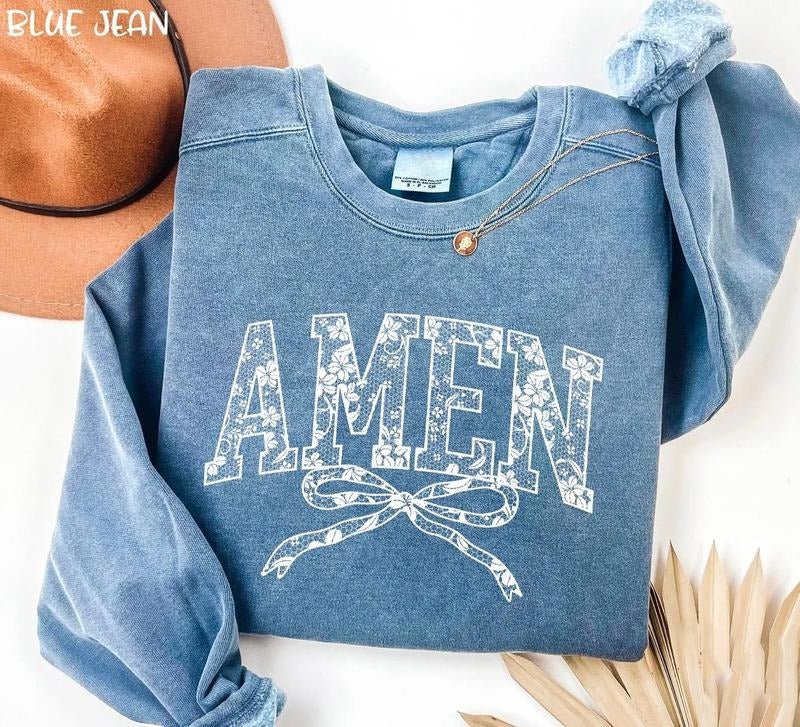 Amen Easter Sweatshirt, Christian Varsity Tee, Jesus Easter Shirt, Coquette Easter Shirt, Easter Vibes Sweatshirt, Easter...