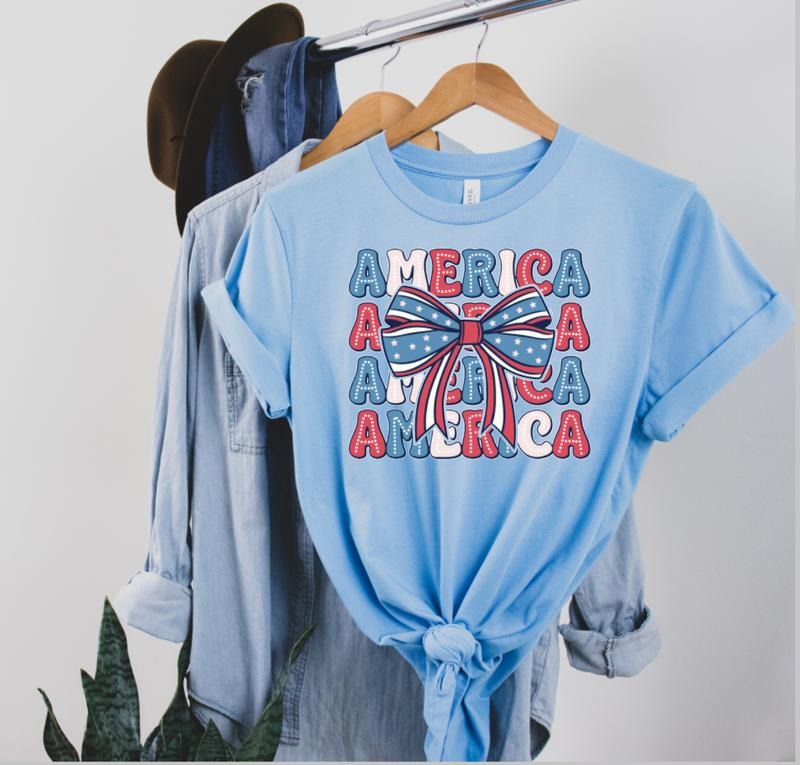 America Coquette Tee 4th of July Shirt Red White and Blue Hoodie, Sweatshirt | HypeDripTees.com