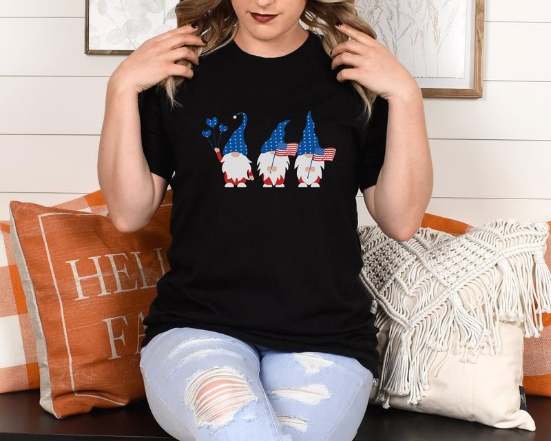 America Gnomes Shirt 4th Of July Usa Printed Shirt Independence Day Patriotic Shirt Memorial Day Crewneck Shirt Unisex...