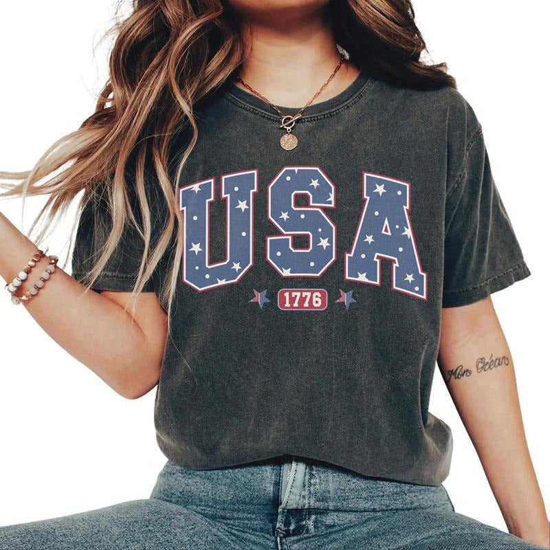 America Shirt, Vintage USA T-shirt, 4th of July T-Shirt, Independence Day T Shirt, Vintage USA Shirt, Comfort Colors T...