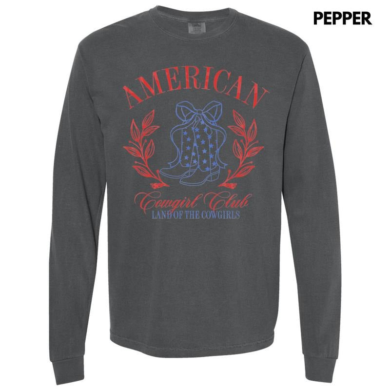 American Cowgirl Club Long Sleeve Comfort Colors T-Shirt Hoodie, Sweatshirt | HypeDripTees.com