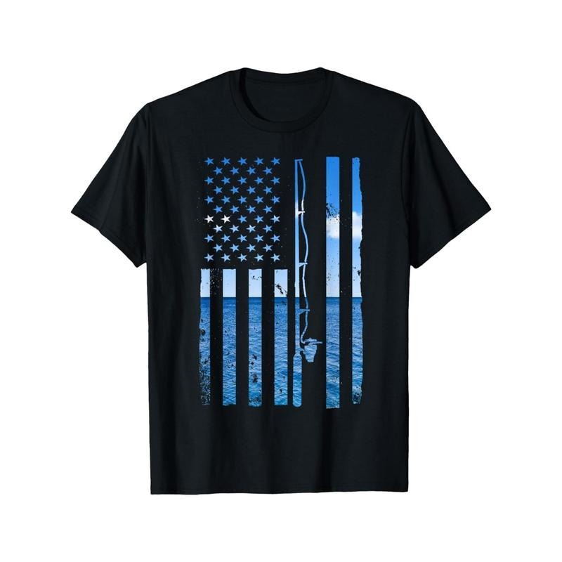American Flag Fish Fisher Fisherman Funny Bass Fishing USA T-Shirt Made in USA Hoodie, Sweatshirt | HypeDripTees.com