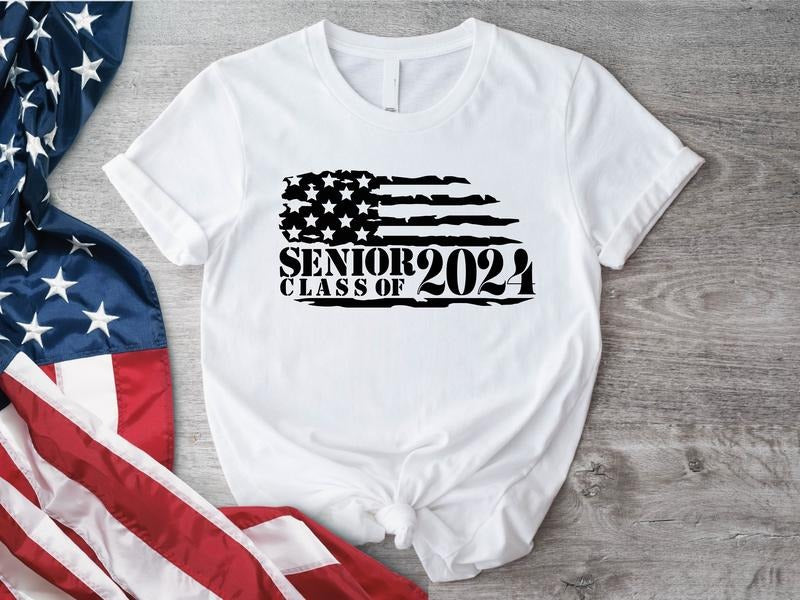 American Flag Senior Class of 2024 Shirt, Graduation Gift T-shirt, Matching Class of 2024 Tee, College Graduate Shirt,...