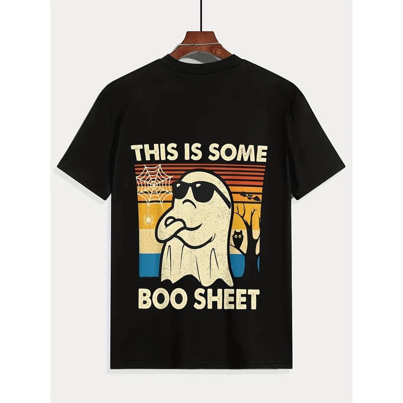 American Independence Day T-shirtStylish Mens Summer T-Shirt With Ghost Print 100 Polyester Knit Comfort Stretch Short...