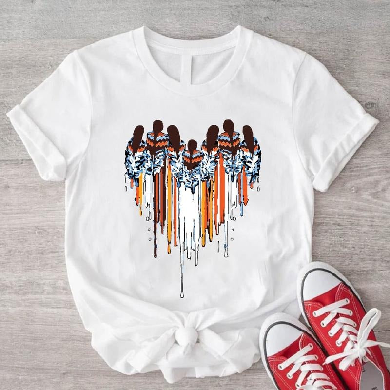 American Native T-Shirt, MMIW Awareness Shirt, National Day Of Awareness For Missing, Heart Dripping Shape With Tribe...