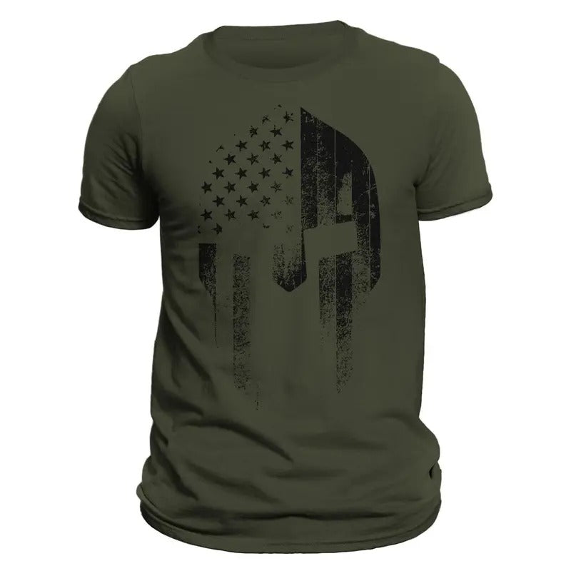 American Spartan Black 2.1 USA Patriotic Men's T-Shirt Casual Classic Hoodie, Sweatshirt | HypeDripTees.com
