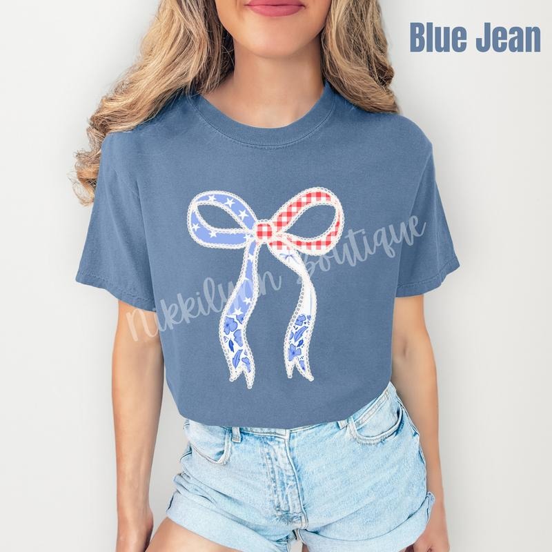 Americana Bow Comfort Colors T-Shirt 'NLB' Hoodie, Sweatshirt | HypeDripTees.com