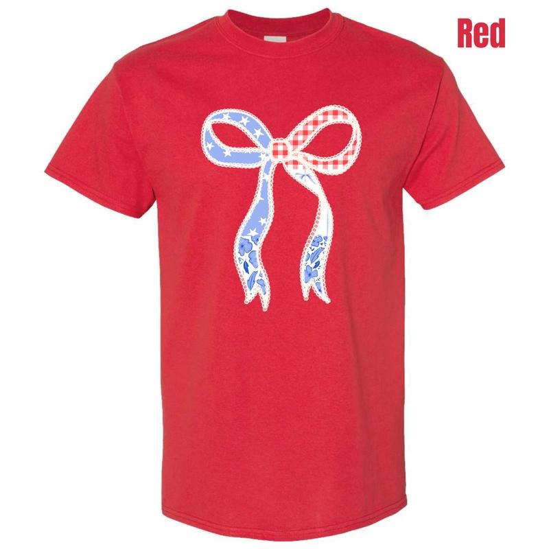 Americana Bow Gildan Short Sleeve T-Shirt 'NLB' Hoodie, Sweatshirt | HypeDripTees.com