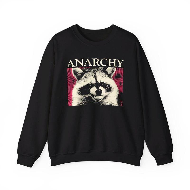 Anarchy Raccoon Crewneck Sweatshirt T-Shirts, Hoodie | HypeDripTees.com