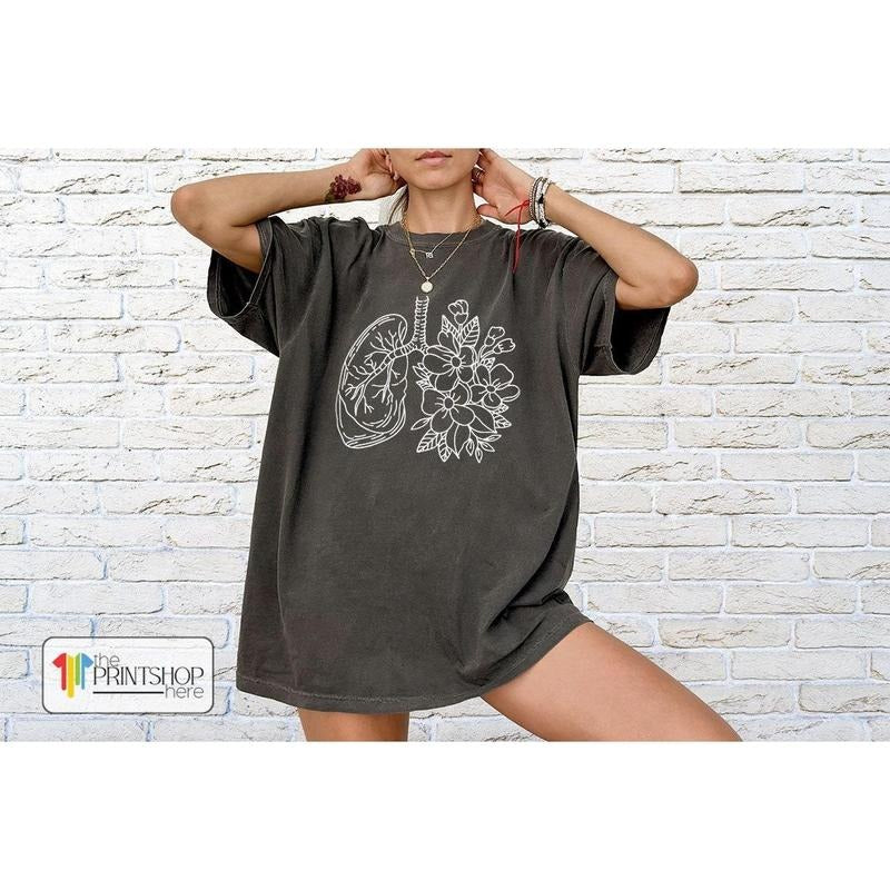 Anatomical Lung Shirt, Therapist Shirt, Floral Lungs Shirt Best Price Hoodie, Sweatshirt | HypeDripTees.com
