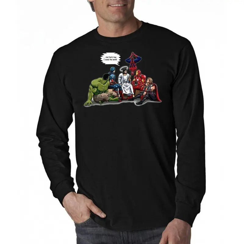 And That's How I Saved The World A - Men's Long Sleeve T-Shirt Hoodie, Sweatshirt | HypeDripTees.com