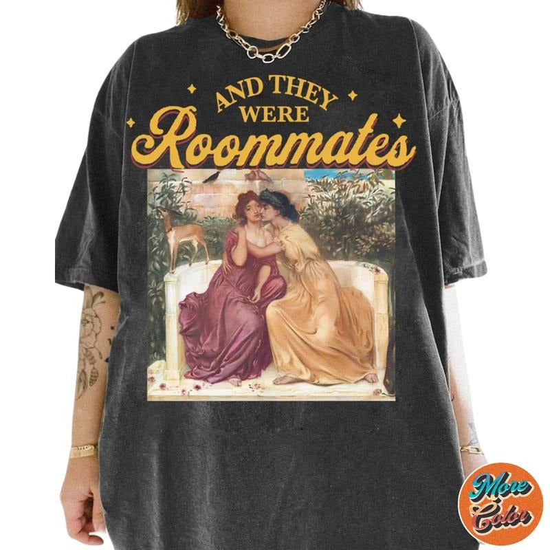 And They Were Roommates Lesbian Pride Movie Shirts, Cotton Unisex T-shirt, Crew Neck, Size S- 3xl, Menswear Top,...