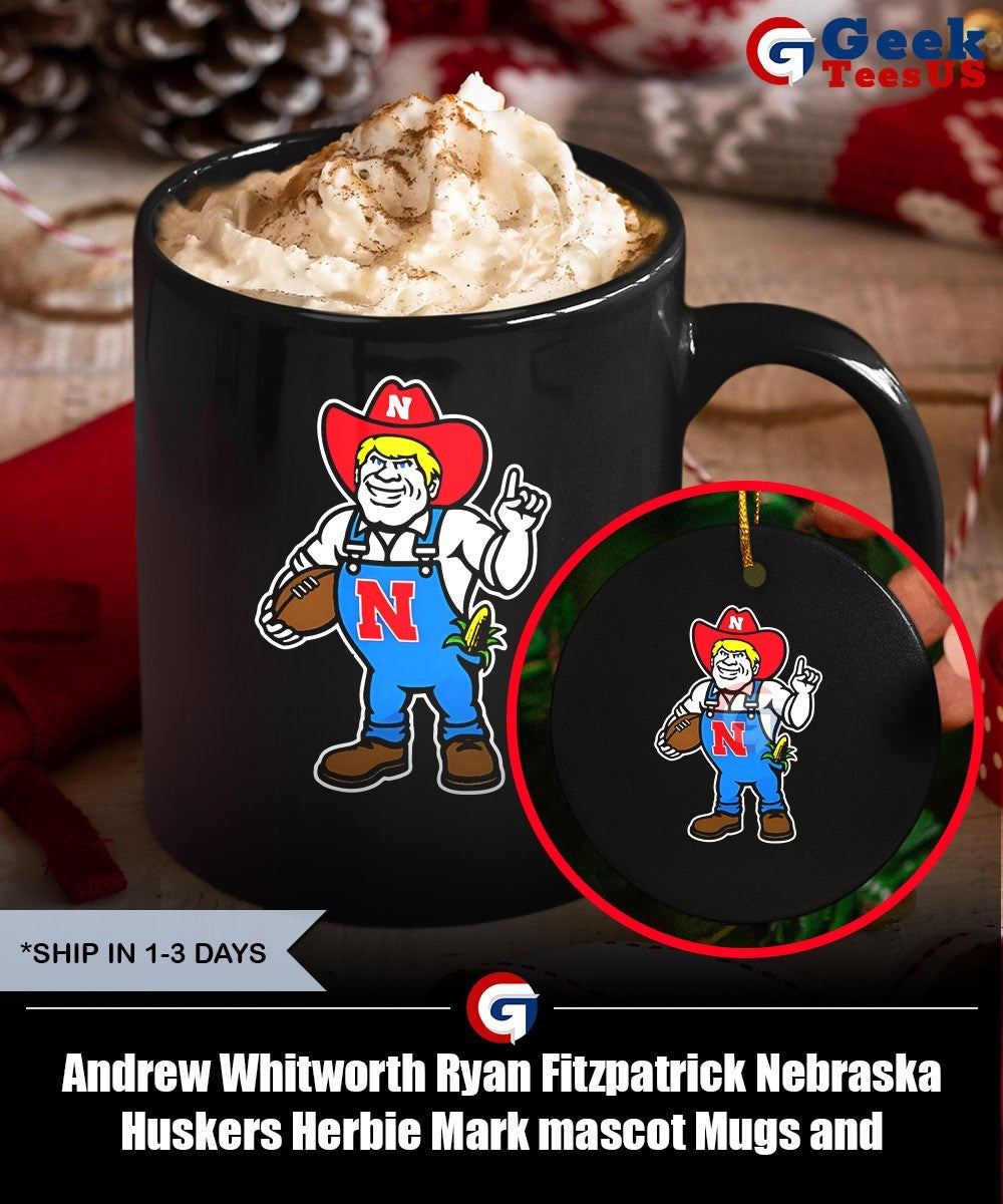 Andrew Whitworth Ryan Fitzpatrick Nebraska Huskers Herbie Mark mascot shirt