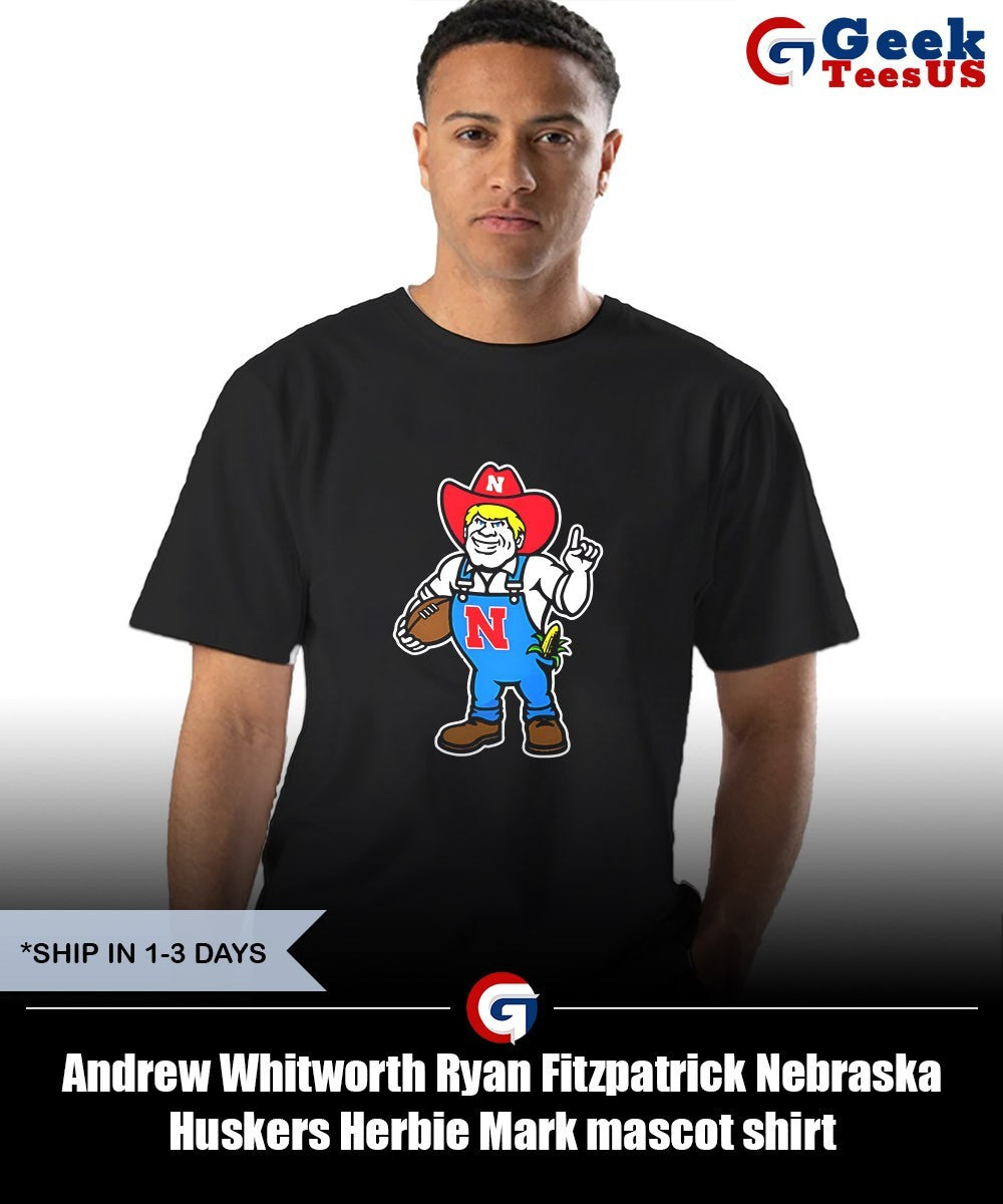 Andrew Whitworth Ryan Fitzpatrick Nebraska Huskers Herbie Mark mascot shirt