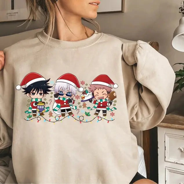 Anime Christmas Shirt, Jujutsu Kaisen Chirstmas Shirt, Satoru Gojo Shirt, Anime Graphic Tee, Anime Lover Shirt, Unisex...