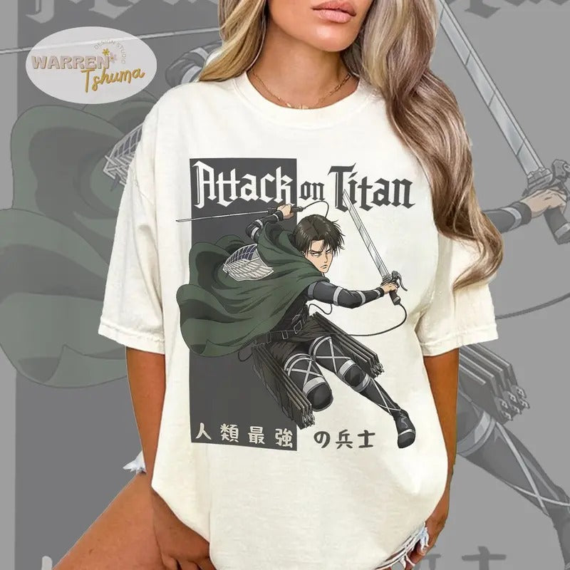Anime Levi Ackerman AOT season 4 Shirt, Captain Levi Shirt, Anime Lover Shirt, Graphic Anime Tee, JP anime Manga shirt...
