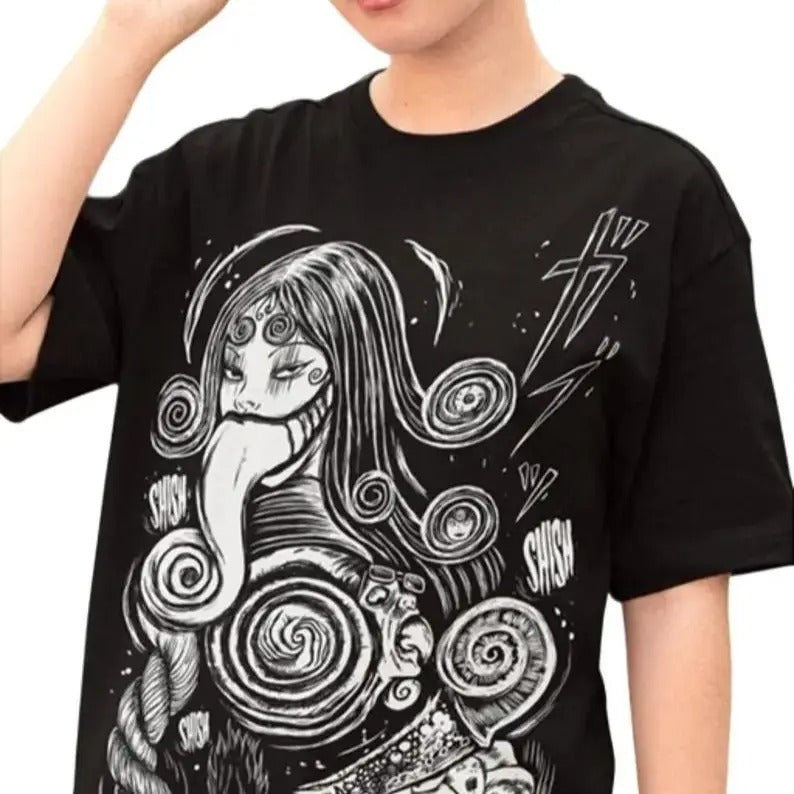 Anime T-shirt, Manga T-shirt, Creepy Girl Shirt, Horror Manga Tee Hoodie, Sweatshirt | HypeDripTees.com