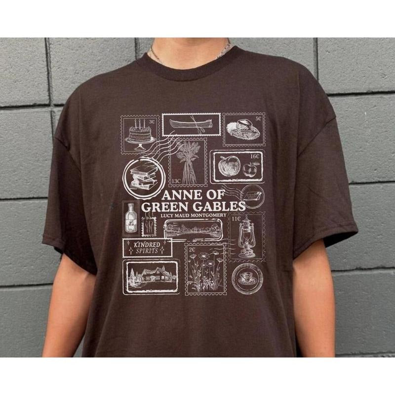 Anne of Green Gables Shirt, Literary Stamp Literature Aesthetic T-Shirt, Bookish Merch, Reading Shirt, Book Club Gifts,...