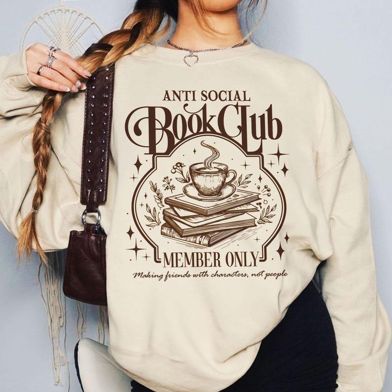 Anti Social Book Club Sweatshirt , Book Club Crewneck, Book Lover Shirt, Bookish Christmas Reading Gifts, Librarian Xmas...
