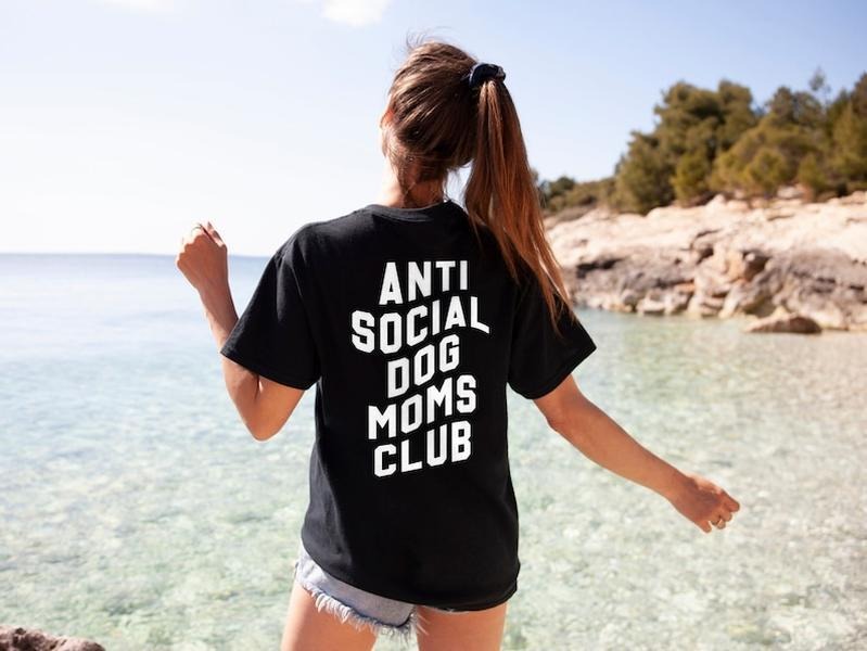 Anti Social Dog Mom Club Personalised Dog Walking Shirt Personalisable Dog Mum Dog Mama T-Shirts, Hoodie, Sweatshirt