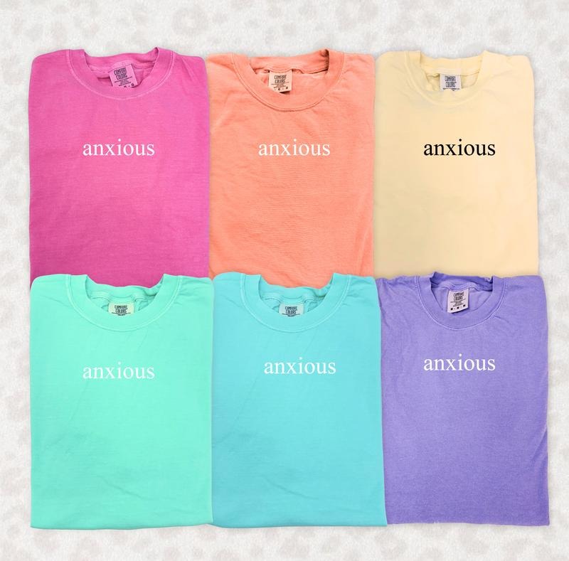 Anxious Comfort Colors Shirt, Minimalist Anxiety TShirt, Mental Health Shirt, Overthinking Shirt, Gift for Anxious, Shirt...