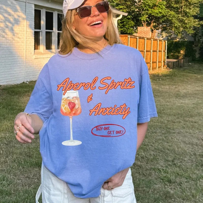 Aperol Spritz And Anxiety Shirt Funny Graphic Tee Women's Graphic Tee Mental Health Humor Mental Health Shirt Hoodie,...