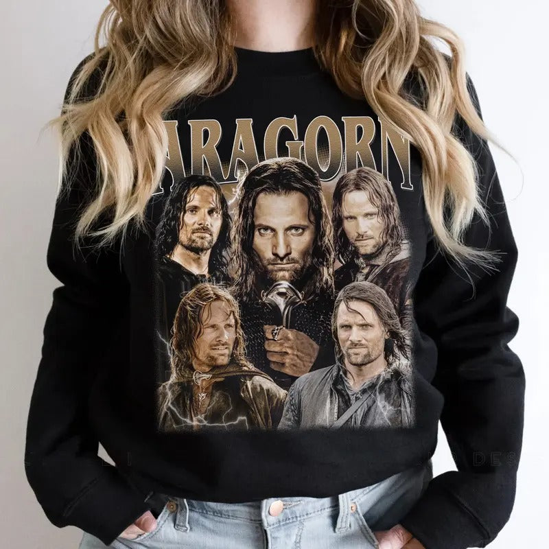 Aragorn in LOTR Vintage Sweatshirt, Lord of the Rings Graphic Tee, LOTR Retro Style, Hobbit Movie Funny Shirt, Gift For...