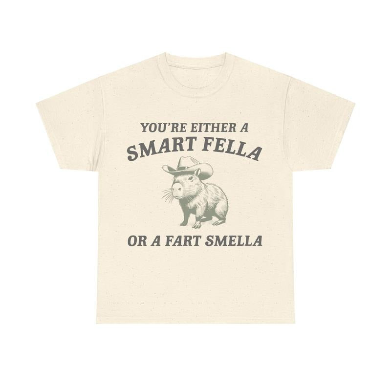 Are You A Smart Fella Shirt, Retro Cartoon Shirt, Capybara T-Shirt, Relaxed Cotton Hoodie, Sweatshirt | HypeDripTees.com