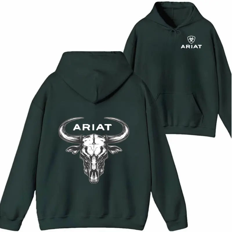 Ariat Hoodie Sweatshirt T shirt- Striking Skull Design, Ideal for Casual Outings and Everyday Wear, Unisex
