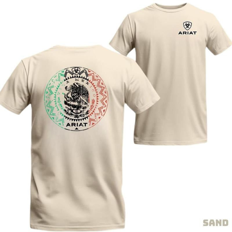Ariat T-Shirt - Mexico Heritage Unisex Western Style Tee with Mexican Eagle Design for Casual Wear, Outdoor & Sports -......