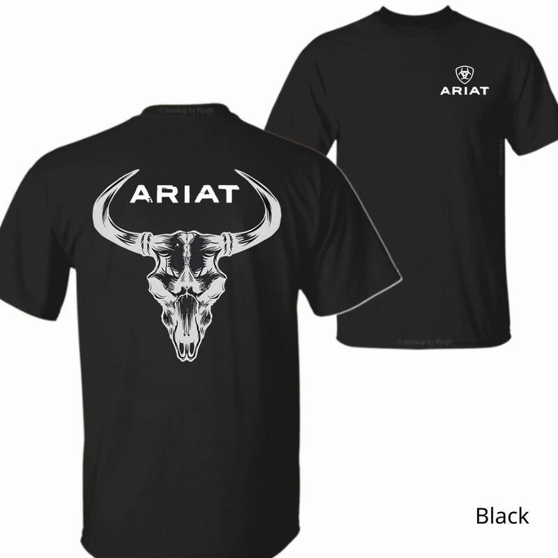 Ariat T-Shirt - Sharp bull skull design, bold style, breathable material for both men and women. Menswear T-Shirt Hoodie,...