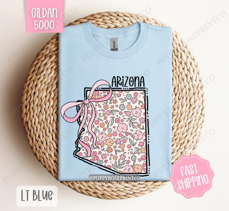 Arizona Gildan T-shirt, Cute Arizona State Shirt, Arizona Floral Bow Tee Hoodie, Sweatshirt | HypeDripTees.com