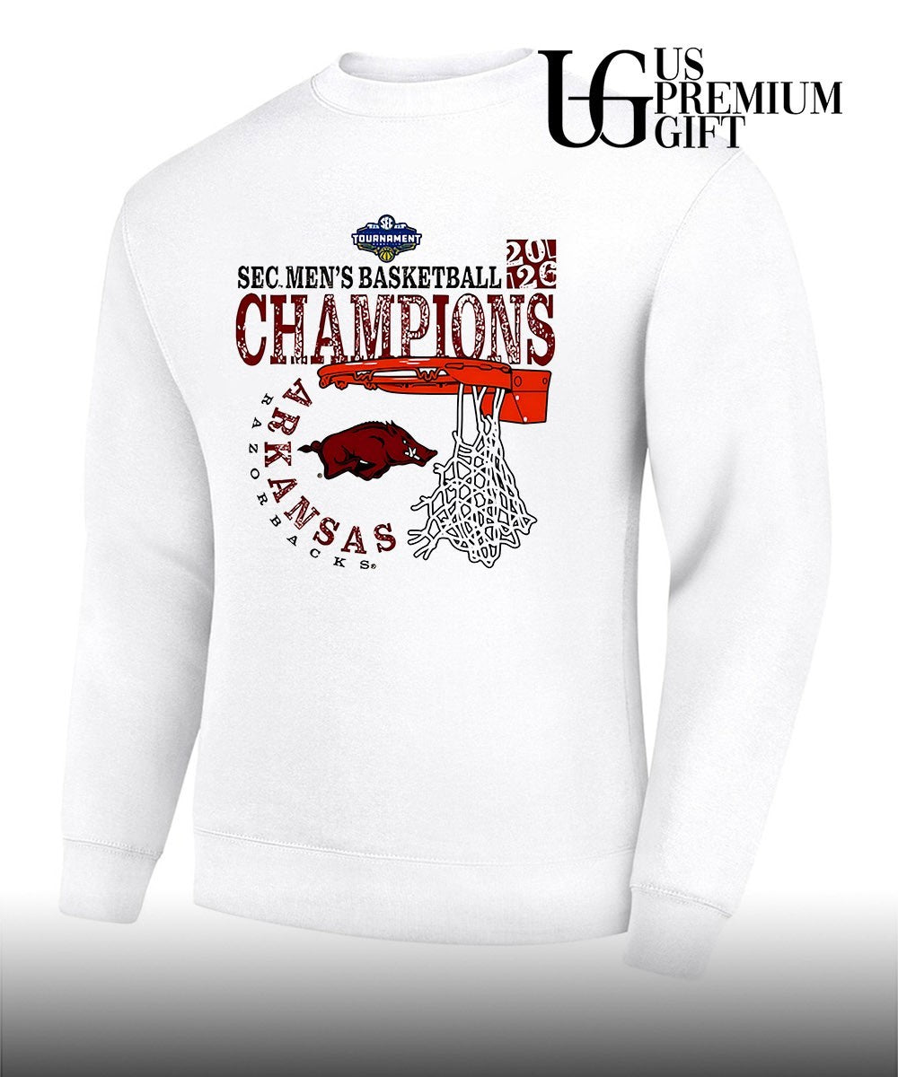 Arkansas Razorbacks 2026 SEC Men’s Basketball Tournament Champions cut nets shirt