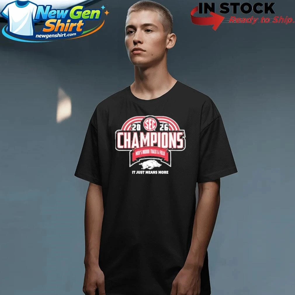 Arkansas Razorbacks 2026 SEC Men’s Indoor Track &amp; Field Champions Locker Room Shirt