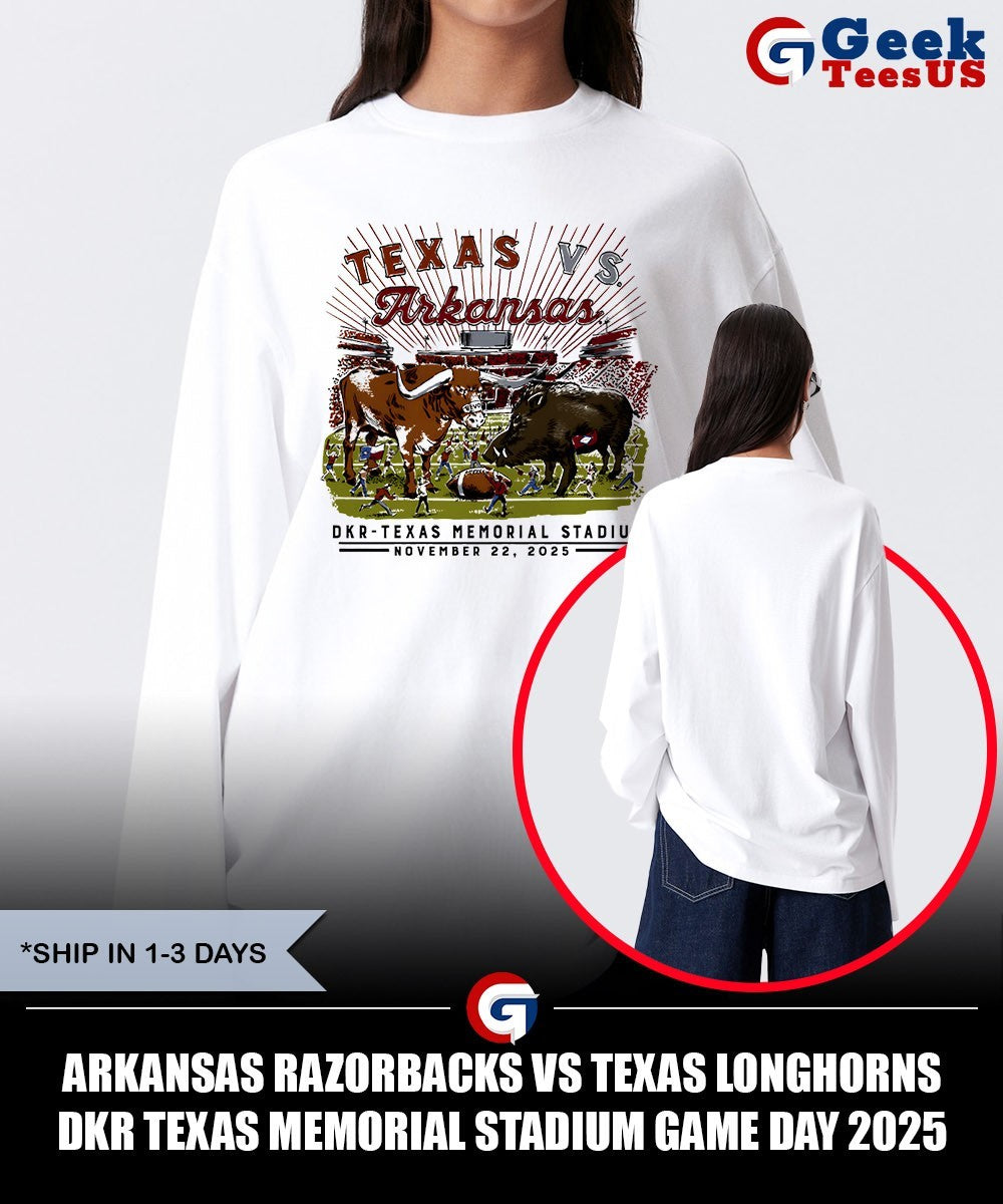 Arkansas Razorbacks vs Texas Longhorns DKR Texas Memorial Stadium Game Day 2025 shirt