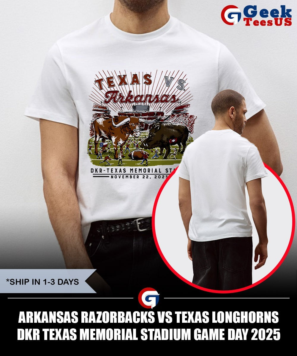 Arkansas Razorbacks vs Texas Longhorns DKR Texas Memorial Stadium Game Day 2025 shirt