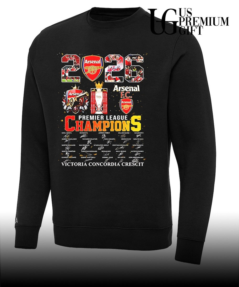Arsenal 2026 Premier League Champions Victoria Concordia Crescit shirt