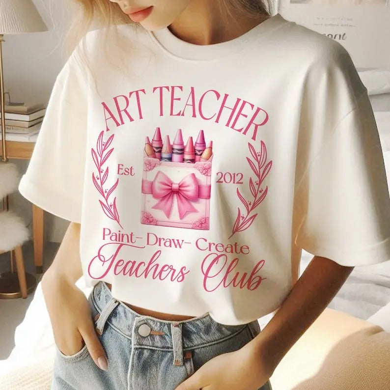 Art Teacher Coquette Girly t-Shirt, Custom Art Teacher Shirt, Art Teacher Gift, Art Teacher Gift, Teacher Appreciation...