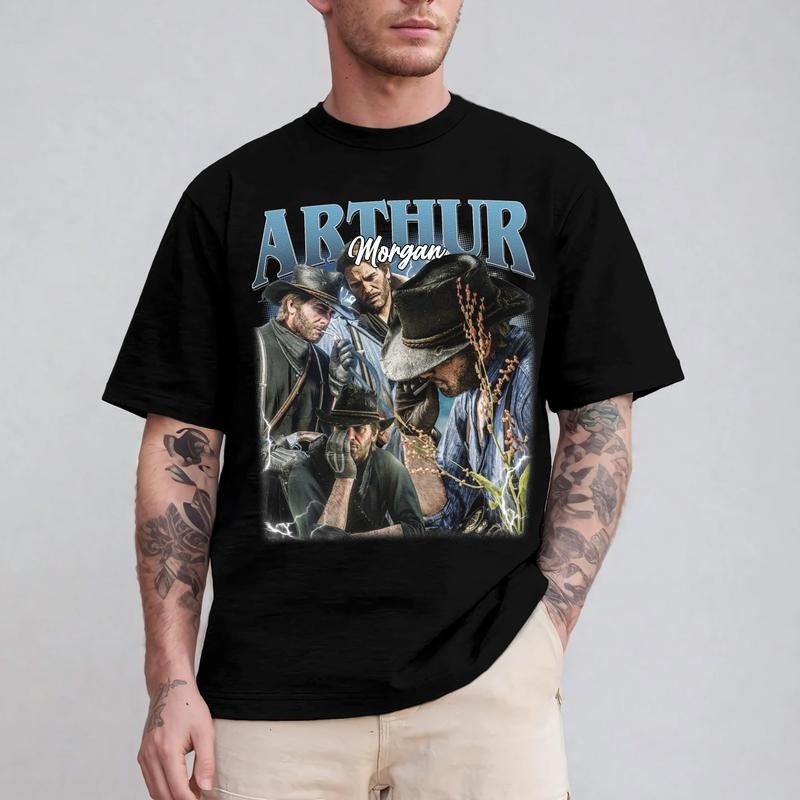 Arthur Morgan Vintage T-Shirt, Arthur Morgan Red D*ad Redemption Shirt, Gift For Movies Lovers Casual Clothing Fabric...