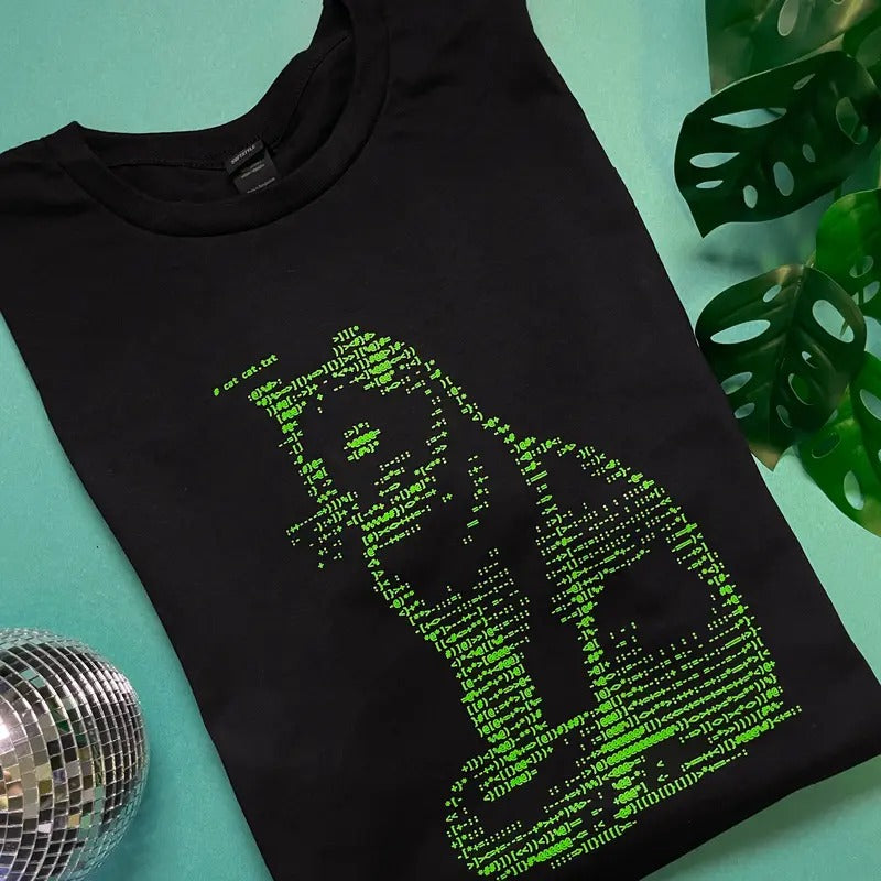 Ascii Cat by Terminal Research on black unisex t-shirt Hoodie, Sweatshirt | HypeDripTees.com