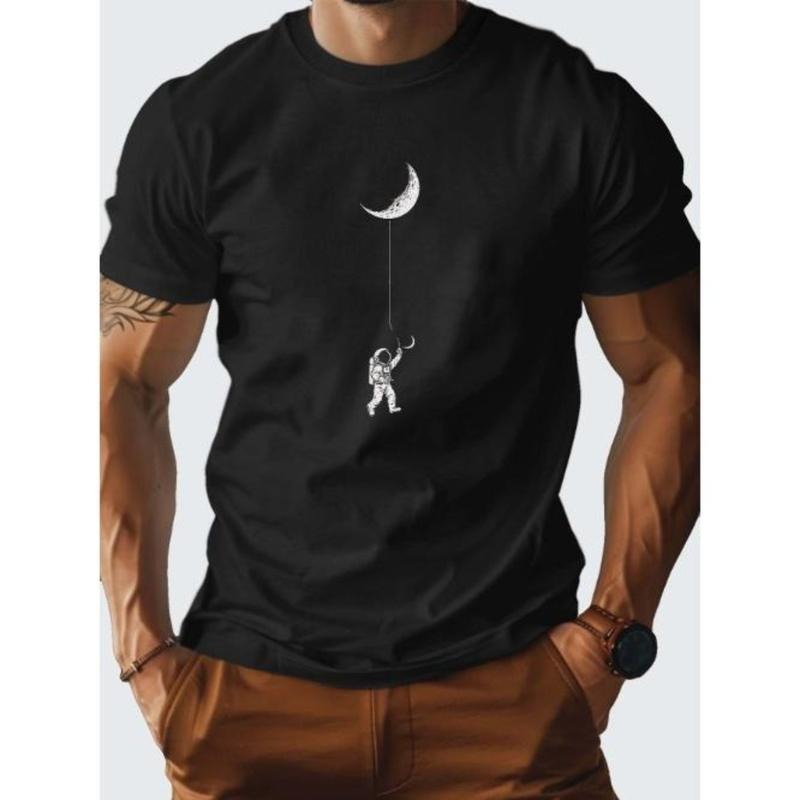 Astronaut Kite Moon Design pure cotton men's T-shirt comfort fit Made in USA Hoodie, Sweatshirt | HypeDripTees.com