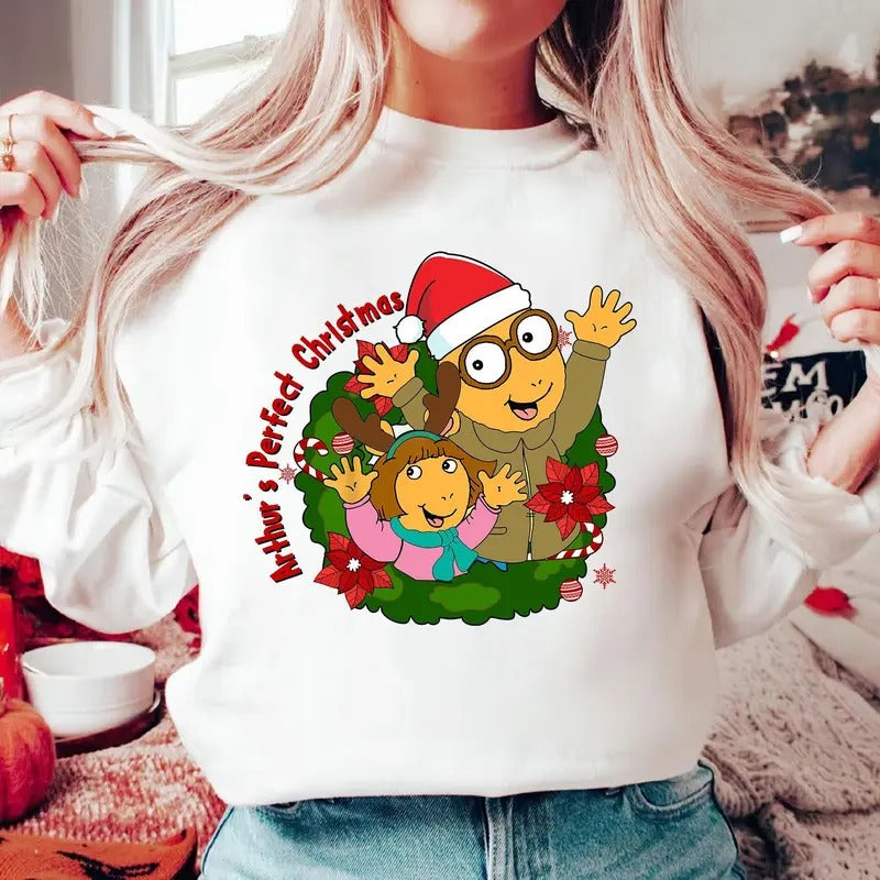 Athur And Dw Arthur's Perfect Christmas Shirt Cartoon Xmas Shirt Children's Books Teacher Shirt Teacher Christmas Shirt...