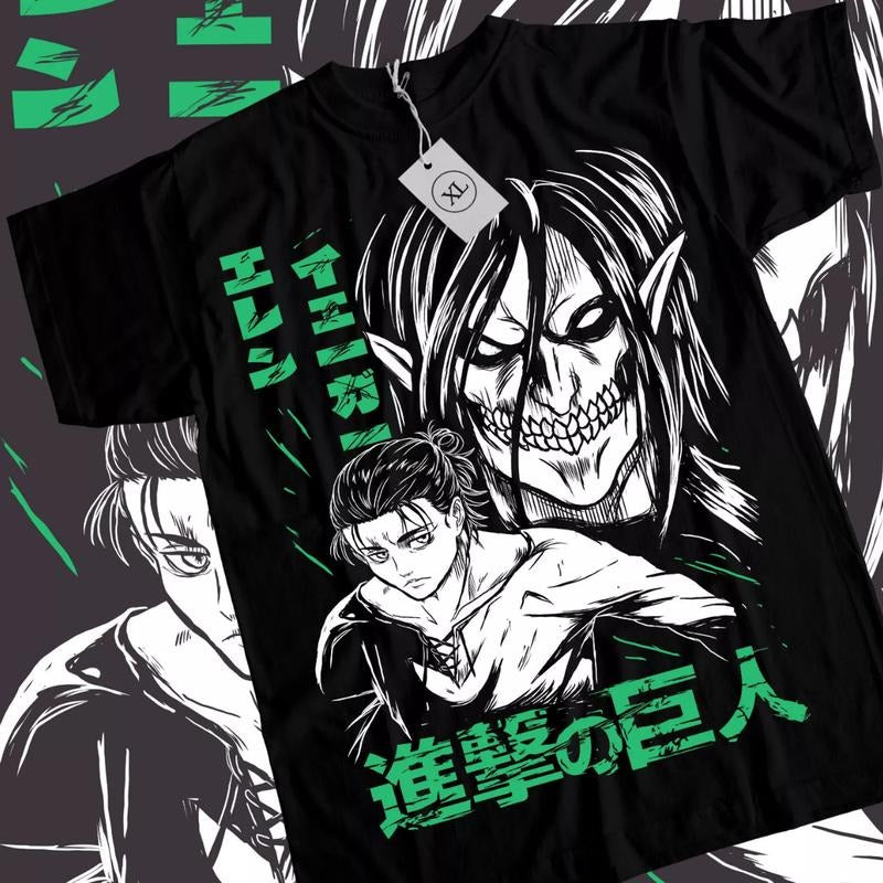 Attack On Titan Anime T-Shirt & Sweatshirt, Eren Yeager Shingeki No Kyojin Graphic Tee, Anime Manga Lover Gifts Ball...