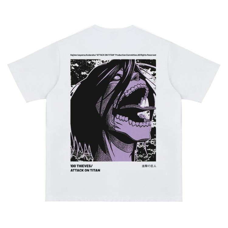 Attack on Titan "Furious Roar" Vintage Oversized Tee Anime T-shirt 100% Cotton Original Design Men's Top for Fans DTG...