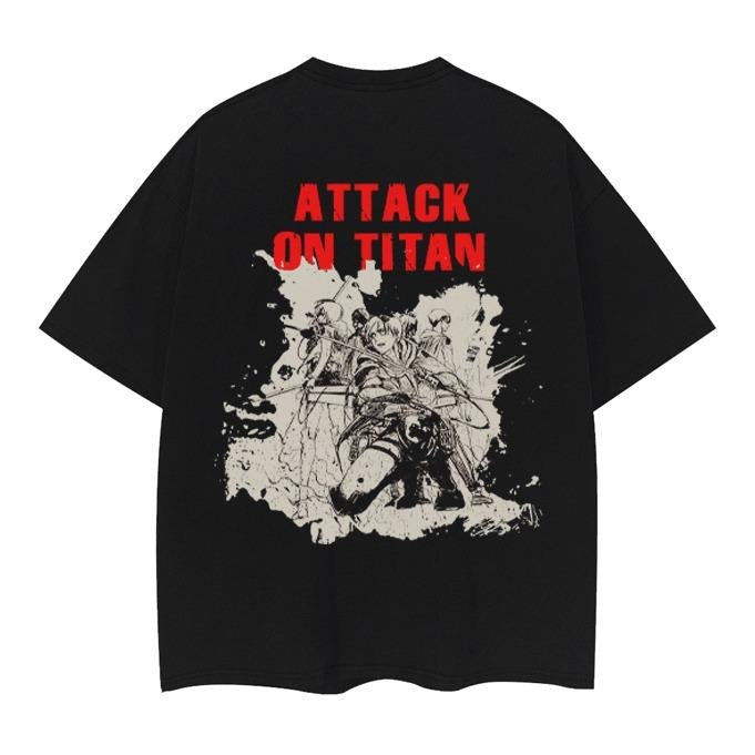 Attack on Titan "Survey Corps" Vintage Oversized Tee Anime T-shirt 100% Cotton Original Design Men's Top Casual...