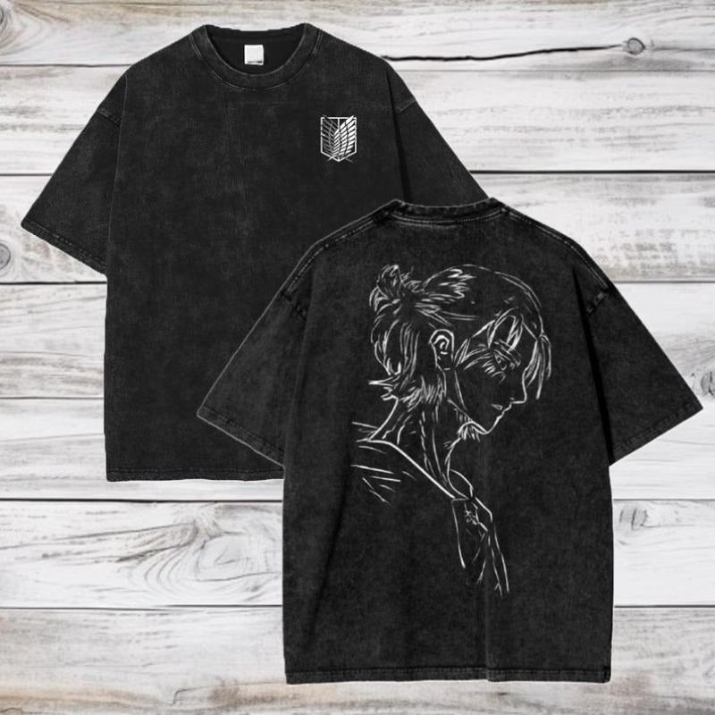 Attack on Titan Anime Acid Washed Oversize T-Shirt Eren Jeager Anime Tee Gift For Him Hoodie, Sweatshirt | HypeDripTees.com