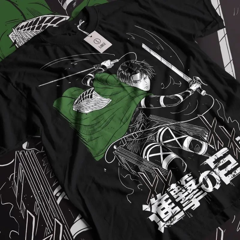 Attack on Titan Levi Shingeki No Kyojin Anime AOT Tshirt T-Shirt Tee ALL SIZES Hoodie, Sweatshirt | HypeDripTees.com
